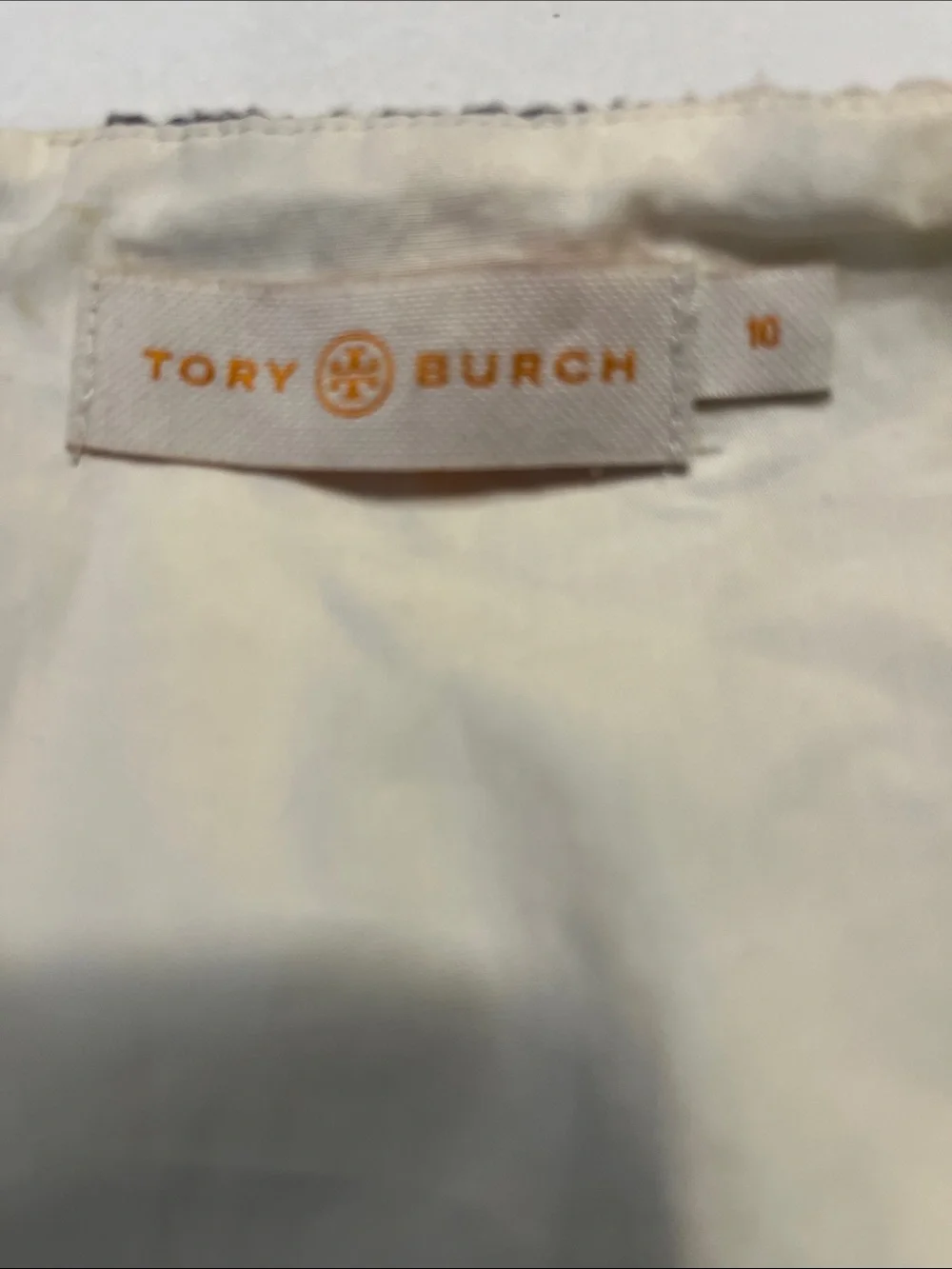 Tory Burch White Dress with Gray Floral Lace Overlay size 10